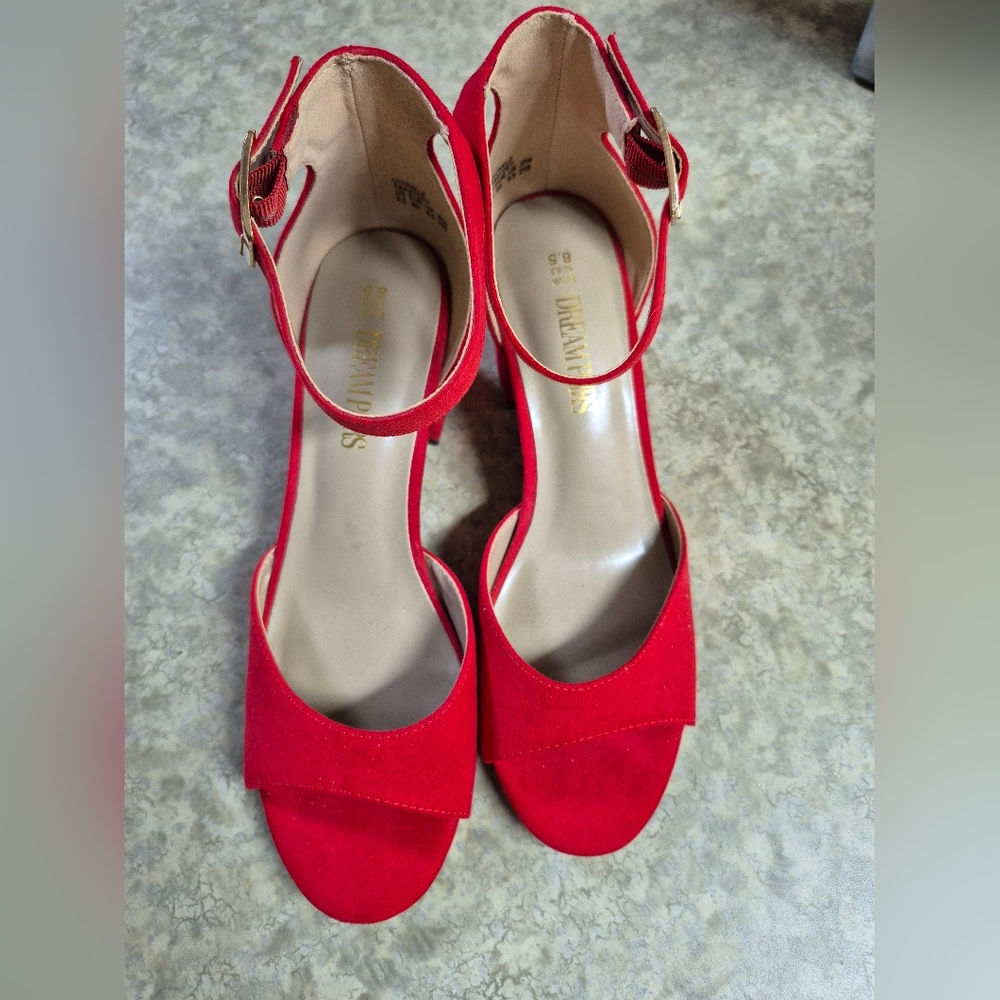 Dream Pairs Red Heels with Adjustable Ankle Strap